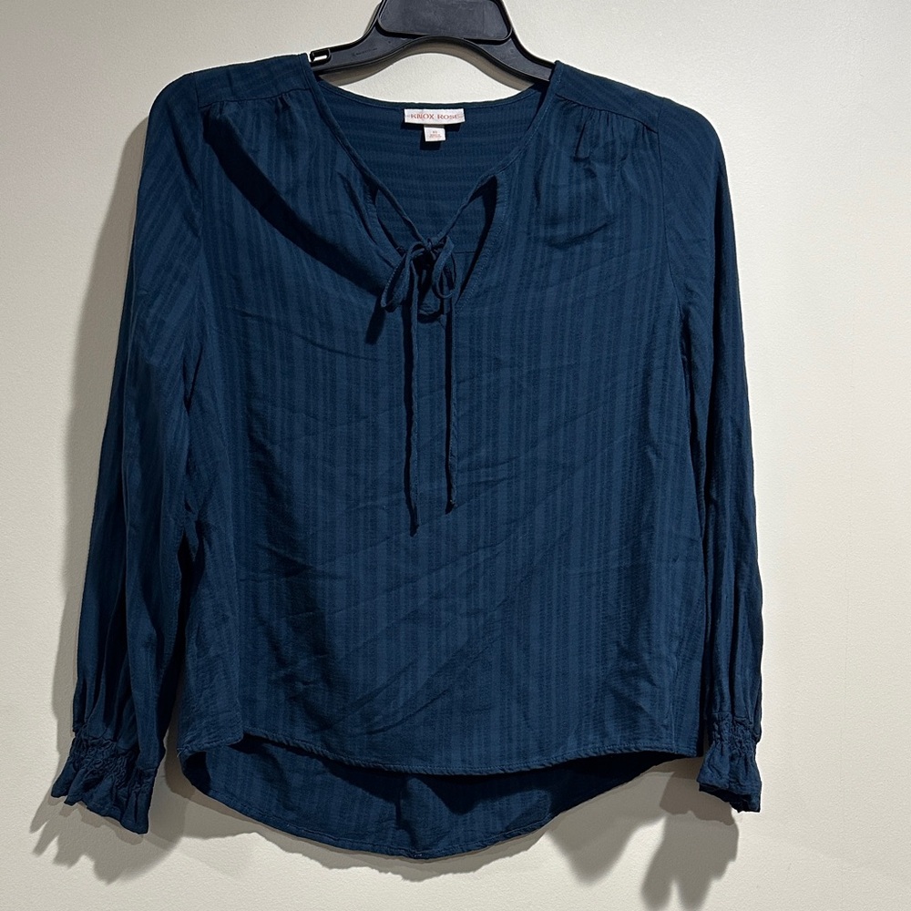 Knox Rose Navy Tie-Front Blouse